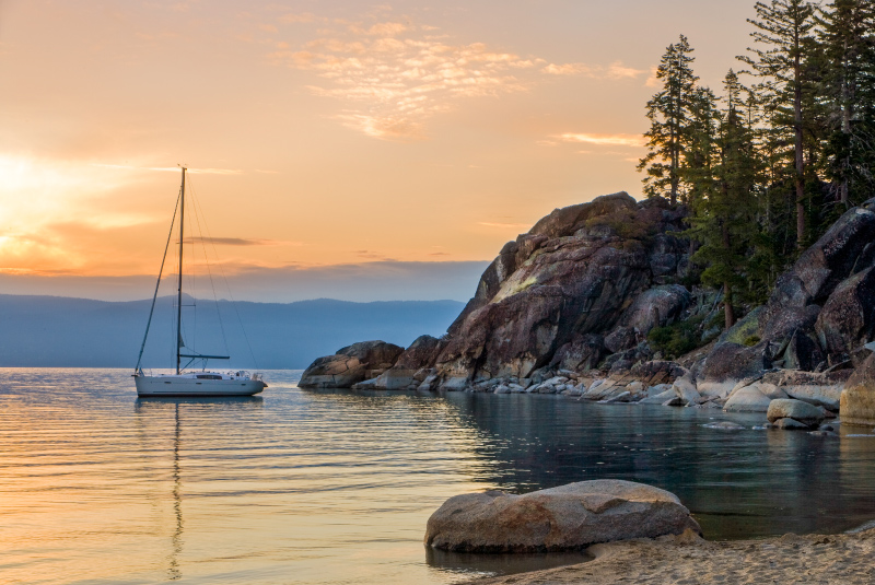 A boat on Lake Tahoe